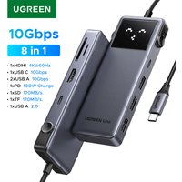 UGREEN Uno USB-C HUB 8-in-1 Type-C to 4K60Hz HDMI 10Gbps UISB Ports Splitter SD TF PD100W for Laptop MacBook iPad Samsung Dell