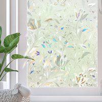 Rainbow Window Privacy Film Decorative, Static Cling Stained Glass Windows Tint for Home, 3D Decals Windows Clings for Glass