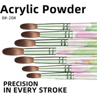 Green Luxury Nail Art Brush Professional Rod Manicure Extended Crystal Carving Brushes with Nylon Hair And Wooden Handle for Gel