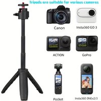 Portable Extendable Tripod Stand, Compatible with Smartphones, Dji Canon Sony Cameras, Live Streaming Holder, Travel-Friendly
