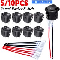 5/10PCS ON/Off Round Rocker Switches SPST 20mm Mini 12 Volt DC Mini Circle Toggle Switch 12V for Car Automotive RV 2 Pin