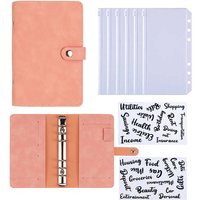 2024 Budget Binder A6 PU Leather Notebook Cash Envelopes System Set Clip-On Binder Pockets For Money Saving Bill Organizer Gifts
