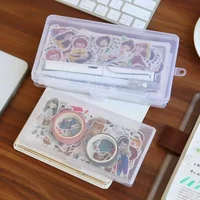 1Pcs Stationery Holder Stickers Office Plastic Storage Box Organizer Manual Account Container Tool Case Mini Transparent Box