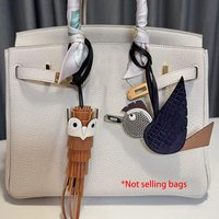 New Cowhide Hand-sewn Tassel Owl Bag Charm Chouette Genuine Leather Bag Pandent Keychain Bag Accessories