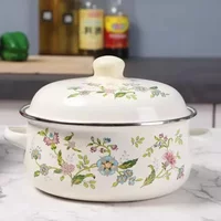 Milk Pot Enamel Bowl Baby Food Bowl Ear Pot Cartoon with Lid Induction Pot Cooking