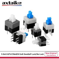 10PCS 5.8*5.8mm 7*7mm 8*8mm 8.5*8.5mm Self Lock/No Lock Push Tactile Power Micro Switch 6Pin DPDT Mini Button Switches 7×7 8×8