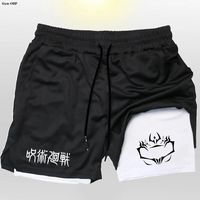 Jujutsu Kaisen Compression Shorts Men Fitness Gym Running Double Layer 2-In-1 Short Pants Rashgard Performance Anime