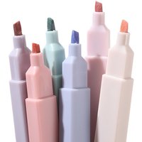 6 Pcs/Set Highlighters Set Cute Kawaii Candy Color Markers Pens Ends Pastel Back To School Japanese Stationary Supplies