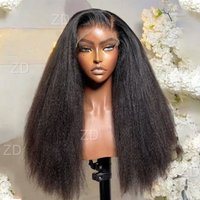 Yaki Straight Black Soft Pre-plucked 26" 180 Density Glueless Synthetic 13X4 Lace Front Wig For Women Baby Hair Daily