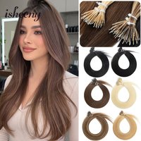 isheeny Invisible Nano Ring Human Hair Etensions 16-20 inches Natural Straight Nano Beads Hair Lightweight 30G Salon Hair