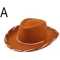 Children Brown Red Felt Woody Cowboy Hat Adjustable Western Big Brimmed Cowboy