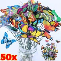 50/10Pcs 3D Simulation Butterflies Garden Patio Planter Colorful Butterfly Stakes Decoracion Outdoor Decor Flower Pots Supplies