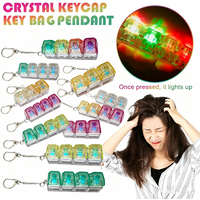 NEW upgrade Keyboard Fidget Toy LED Crystal Keycap Keychain Stress Relief Fingertip Gadget Decompression Toys Clicker Fidget Toy