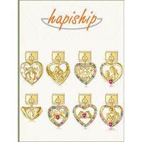 Hapiship 2026 New Golden Mother's Day Shiny CZ Italian Charms Fit 9mm Stainless Steel Bracelet Jewelry D2050