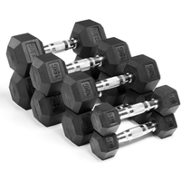High-quality Weight Training Hexagonal Rubber Coated Dumbbells 1-50KGpromote sales