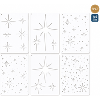 6PCS A4 Star Stencils Set 8.3 x 11.7 in Reusable Painting Templates for DIY Wall Wood Fabric Canvas Decor