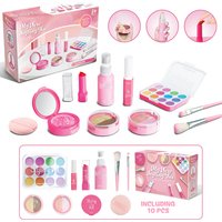 New Non-toxic Girl Makeup Toy Set Children's Pretend House Simulation Cosmetics Toys with Eyeshadow Palette Lipstick Applicator