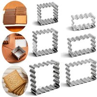 Blessing Frame Stainless Steel Biscuit Mold Wave Rectangle/Square Cookie Cutter Wedding Fondant Cake Decoration Baking Mold 3Pcs