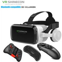 VR SHINECON Thousand Magic Mirror VR Glasses G04BS Bluetooth Headset Version 3D Virtual Reality Helmet Smartphone + Joystick