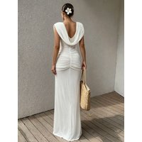 2026 Summer O-neck Sleeveless Slim Fit Solid Color Sexy Backless Long Party Dress Vintage Backless Lace-up Evening Dresses
