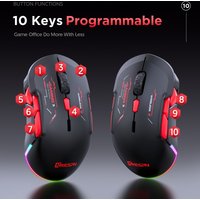 Left Hand Wireless Gaming Mouse Macro Programming RGB Backlight Bluetooth 2.4G Wireless Connect 10000 DPI 10 Key Gamer Mouse W12