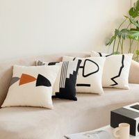 Embroidered Chenille Throw Pillow Soft Skin Friendly Dirt Resistant Polyester Filled Cushion 4 Nature Pattern Home Sofa Decor