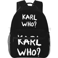 Karl Who Slogan Print Travel Backpacks School Bag Lightweight Student Bookbag Unisex Laptop Daypack for Travel Hiking Camping