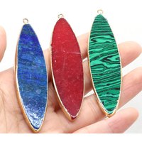 1pc 20x75mm Flat Round Gemstone Pendant Natural Stone Rose Quartz Charms for Jewelry Making Supplies DIY Necklace Accessories