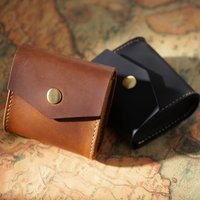 Japanese & Korean Top-Grain Leather Mini Wallet - Vintage Handcrafted Coin Purse & Organizer for Earphones/Cables/Coins