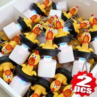 2PCS Screaming Chicken Keychain Sound Light Effect Press Button Stress Relief Fidget Toy Bag Pendant Novelty Birthday Gift-2026