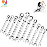 WOZOBUY Flex Head Ratchet Wrench Set,Metric,Chrome Vanadium Steel Combination Spanner Key Wrench Kits Hardware Hand Tool