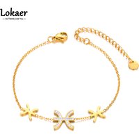Lokaer Stainless Steel Geometric Rhinestone Charm Bracelets For Women 18K Gold Plated Jewelry Bijoux Accessories pulseras B23054