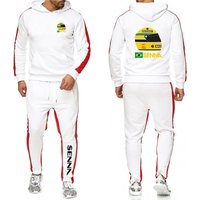 2025 frühling Herbst Ayrton Senna Drucken Hohe Qualität Einfarbig Sport Set Männer Langarm Mit Kapuze Trainingsanzug + Casual Sweatpant anzug