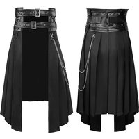 Men's Leather Skirt Spring And Autumn New Rock Non-Mainstream Punk Style Casual Large Size Half Skirt cosplay costumes