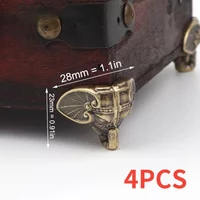 4PCS Antique Elephant Vintage Bronze Jewelry Chest Box Wooden Case Decorative Protection Feet Leg Plastic Material decoration