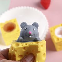 A Pop Up Funny Mouse And Cheese Block Squeeze Anti Stress Toy Hide And Seek Figures Stress Relief Fidget Toys For Kids Adult