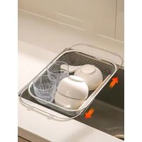 Retractable Thickened Stainless Steel Sink Drain Basket, Kitchen Household Filter Rack for Washing Vegetables, 1 Piece