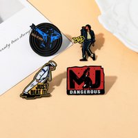4PCS Cartoon singer MJ-shaped badges creative character letter series alloy pins accessory for clothing and bag for friends gift