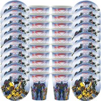 Ensemble de décorations de fête d'anniversaire Transformers, vaisselle jetable, assiettes en papier de dessin animé, gobelets, ballons pour enfants, fournitures de fête pour garçons