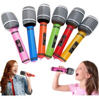Inflatable Microphones Balloons Assorted Colors Inflatable Microphone Props Guitar 80s 90s Musical Concert Themed Party Decorati