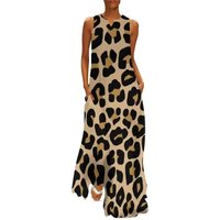 Cheetah Brown Print Women Dress Summer Leopard Graphic Korean Fashion Bohemia Beach Long Dresses Ladies Cute Maxi Dress Robe