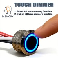 12V Metal Touch Dimmer Switch with Blue Indicator&Memory Function for Bedside Ambiance Light,Display Cabinet Lighting Controller