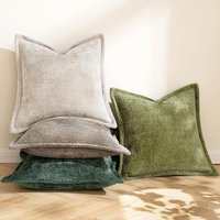 Soft Chenille Cross Pattern Cushion Covers Decorative Throw Pillow Cases With Broad Edge For Home Decor Sofa Living Room