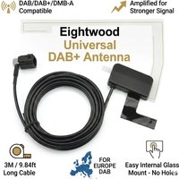 Eightwood Universal Car DAB Antenna DAB+Extension Radio Aerial Fakra Connector Amplified Internal Glass Mount for Europe DAB
