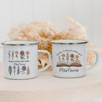 Thank You for Helping Me Grow Gift Nursery Primary Teacher Appreciation Gifts Coffee Enamel Mug Custom Name Mug for Teachers