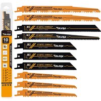 TOLESA 10PCS Reciprocating Bi-metal Saw Blades for Wood Pruning PVC Cutting Heavy Metal Cutting Metal Tube Sheet for Window Door