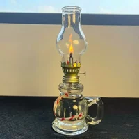 1/2 Pcs Retro Windproof Glass Lamp Mini Oil Lamps with Handle for Indoor Use Emergency Lighting Christmas Wedding Decor