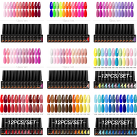 12pcs Gel Nail Polish Set For All Season 7.3ml Pink Blue Nails Semi Permanent UV Gel Varnish Manicure Kit Soak Off Nail Supplies