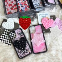 Wildflower Love sucker sucking disc strawberry Phone Case for iPhone 17 16 15 14 13 12 Pro Max Star suction cup Stickers Cover