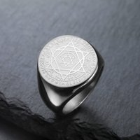 LIKGREAT Hexagram Zodiac Sign Ring for Men Women Star of David 12 Constellation Rings Stainless Steel Jewelry Amulet Gift